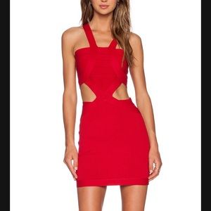 NBD My Confessions Red cutout bandage dress NWT